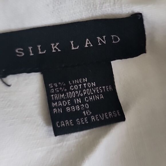 Linen Cotton Blend Ruffled Sequin Jacket Blazer Creamy White Size 16 - Picture 10 of 11